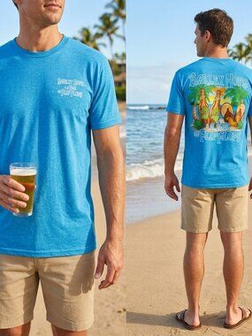 Barley Hops & A Pair of Flip Flops Graphic Tee Large Beer Beach T-Shirt Cotton